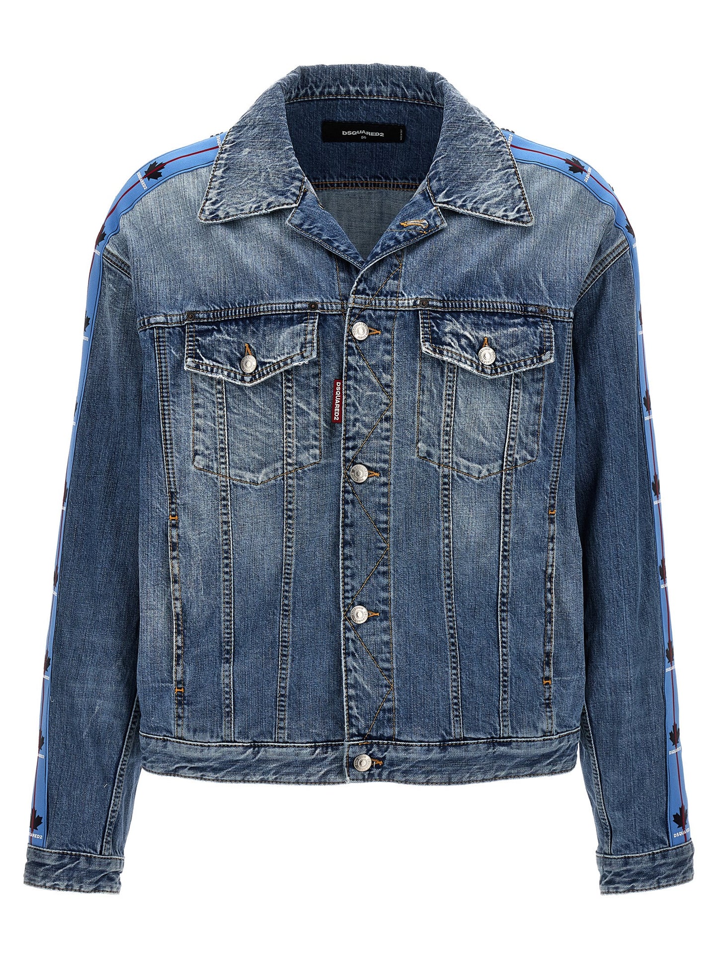 Trucker Jacket by Dsquared² for men in denim cotton light-blue features a city-ready silhouette, detailed with and a city-ready .