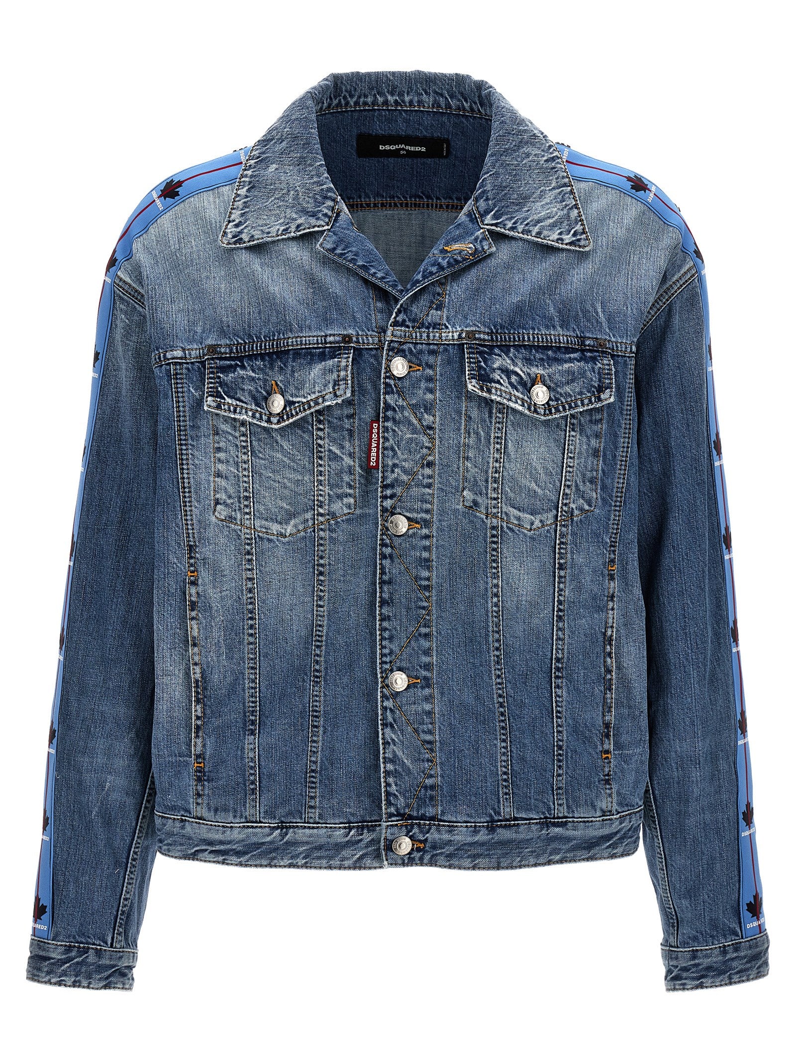 Trucker Jacket by Dsquared² for men in denim cotton light-blue features a city-ready silhouette, detailed with and a city-ready .