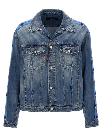 Trucker Jacket by Dsquared² for men in denim cotton light-blue features a city-ready silhouette, detailed with and a city-ready .