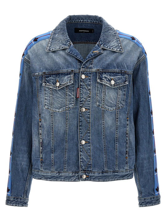 Trucker Jacket by Dsquared² for men in denim cotton light-blue features a city-ready silhouette, detailed with and a city-ready .