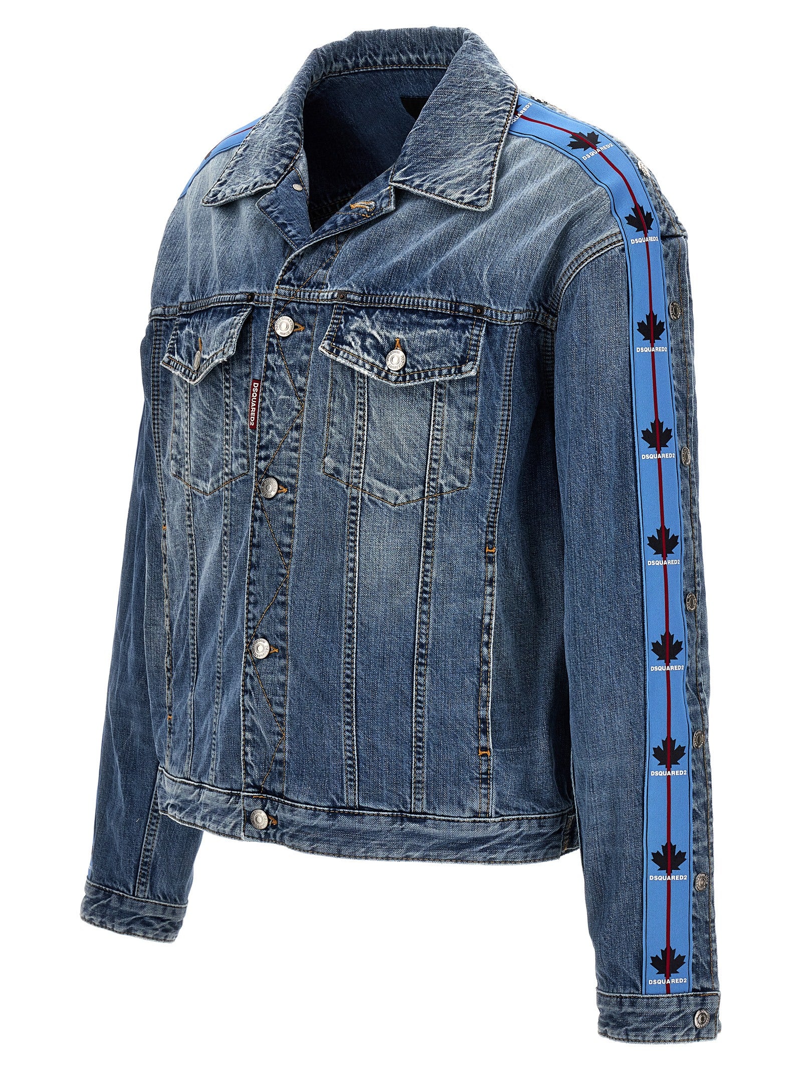 Trucker Jacket by Dsquared² for men in denim cotton light-blue presents a effortlessly chic silhouette, showcasing a sophisticated and premium for a truly effortlessly chic finish.