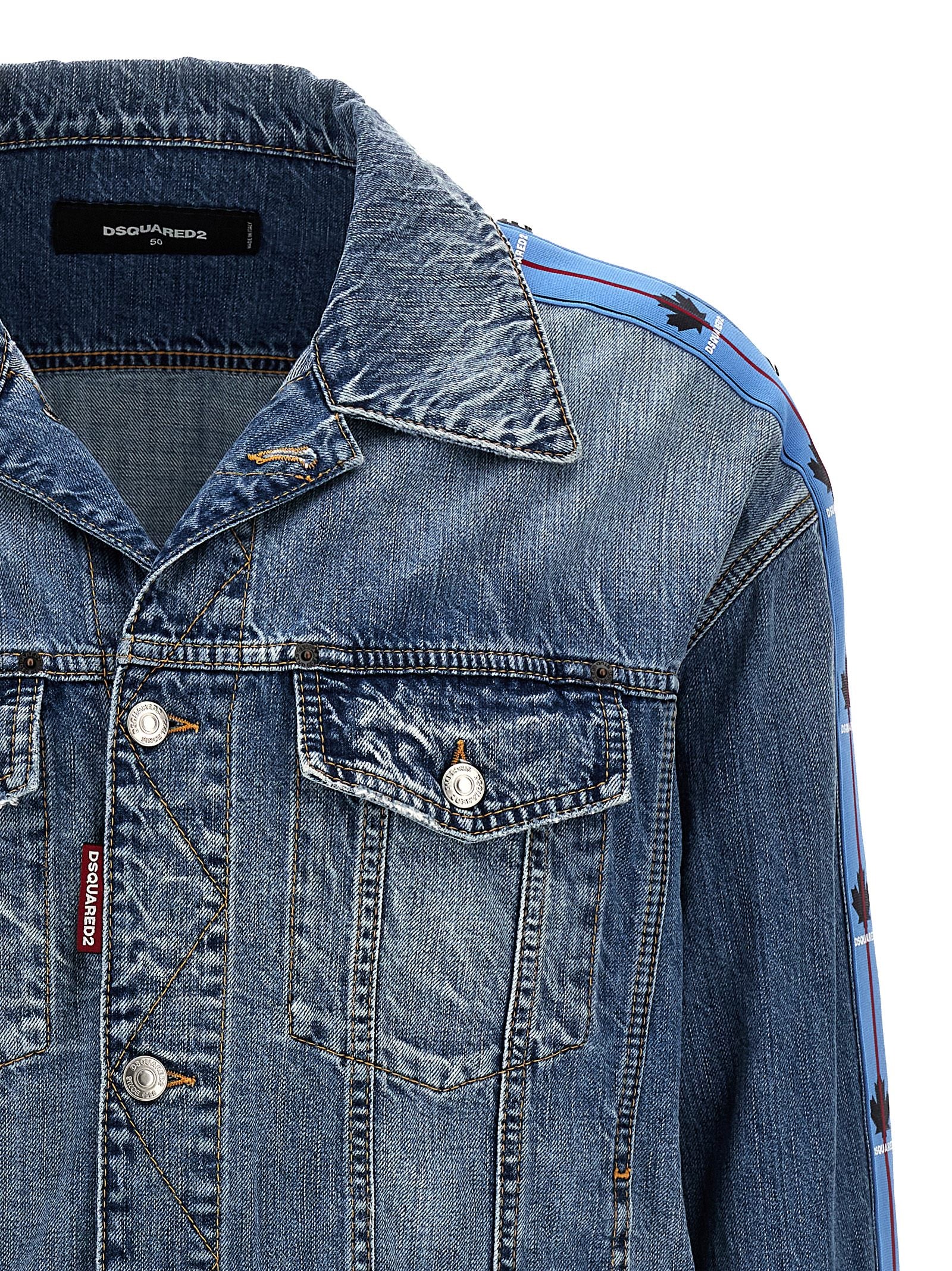 Trucker Jacket by Dsquared² for men in denim cotton light-blue features an on trend silhouette, showcasing refined and a sophisticated for a truly on trend finish.