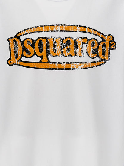 Sweatshirt by Dsquared² for men in cotton white & print showcases a slouchy chic silhouette, artfully detailed with a slouchy chic and for a slouchy chic finish.