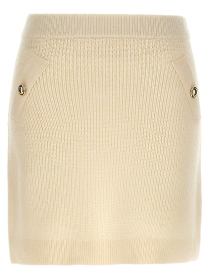 Skirt by Michael Kors for women in cashmere wool & nylon white showcases a dramatic silhouette, artfully capturing the essence of the Women's Cashmere Wool & Nylon Long Skirt in a dramatic long cut for a refined look.