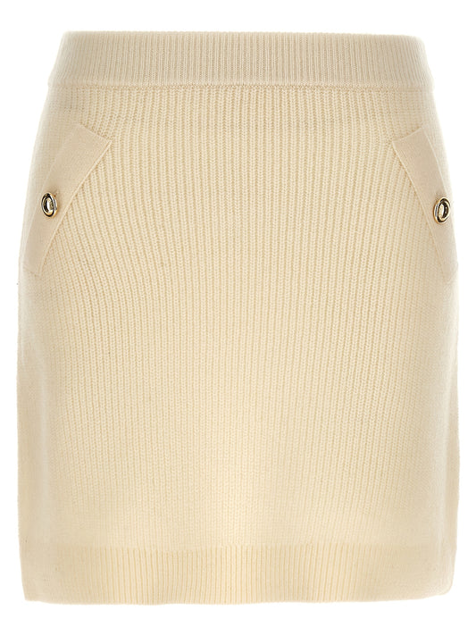 Skirt by Michael Kors for women in cashmere wool & nylon white showcases a dramatic silhouette, artfully capturing the essence of the Women's Cashmere Wool & Nylon Long Skirt in a dramatic long cut for a refined look.