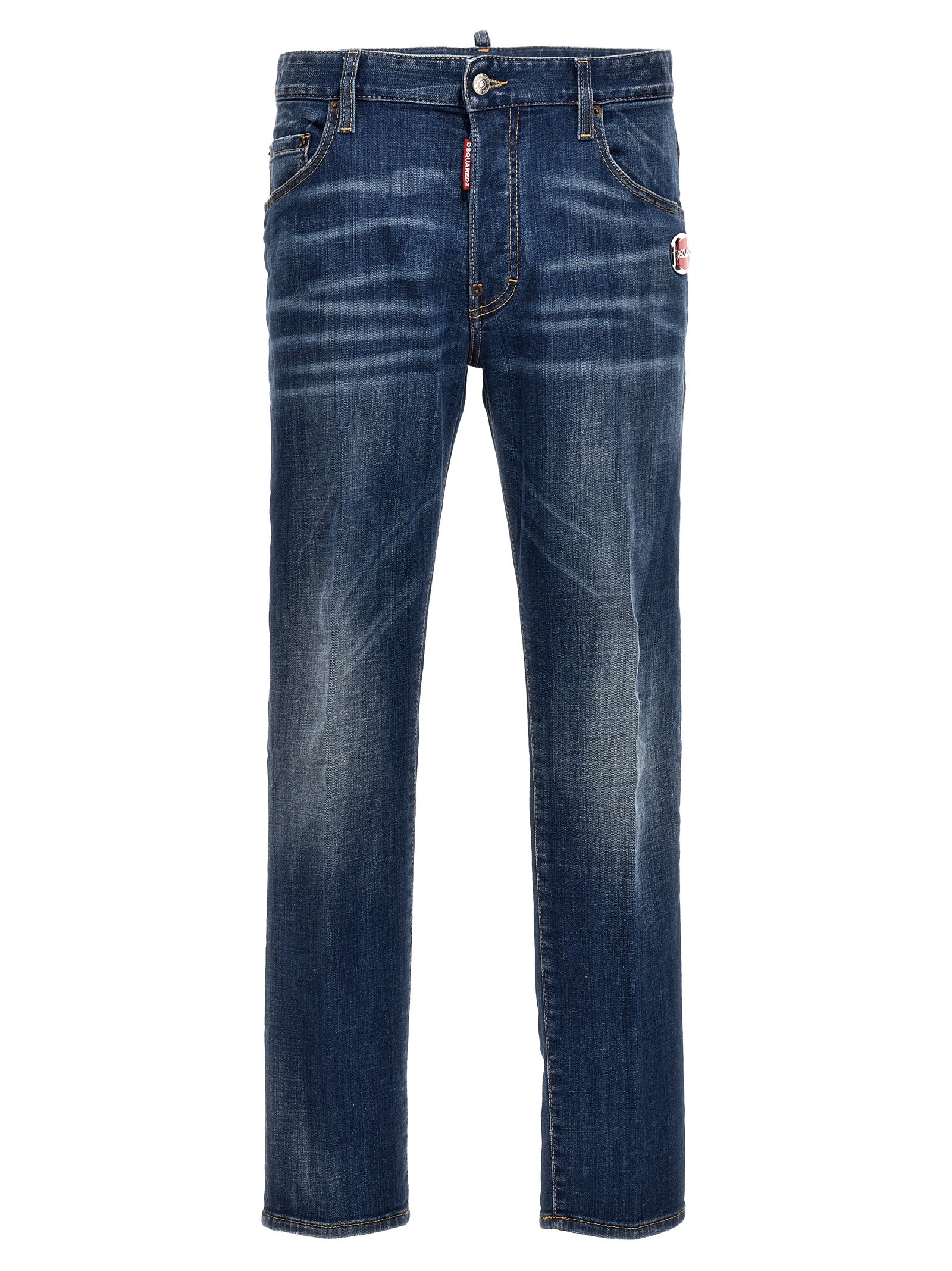 Jeans by Dsquared² for men in stretch denim cotton blue features an sophisticated and relaxed-fit with a precise long, creating a sophisticated and sophisticated silhouette.