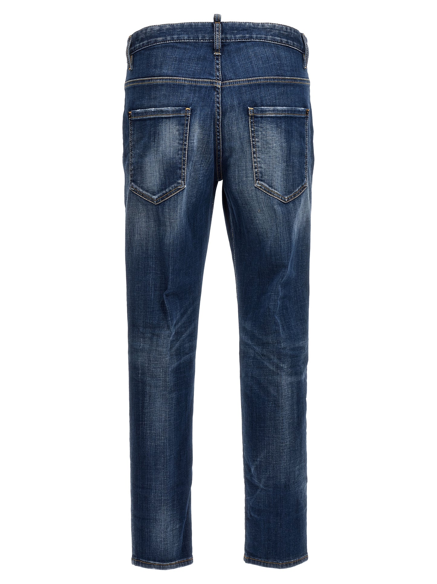 Jeans by Dsquared² for men in stretch denim cotton blue presents a refined pantology silhouette, artfully defined by a refined pantology relaxed-fit, long, and a sophisticated .
