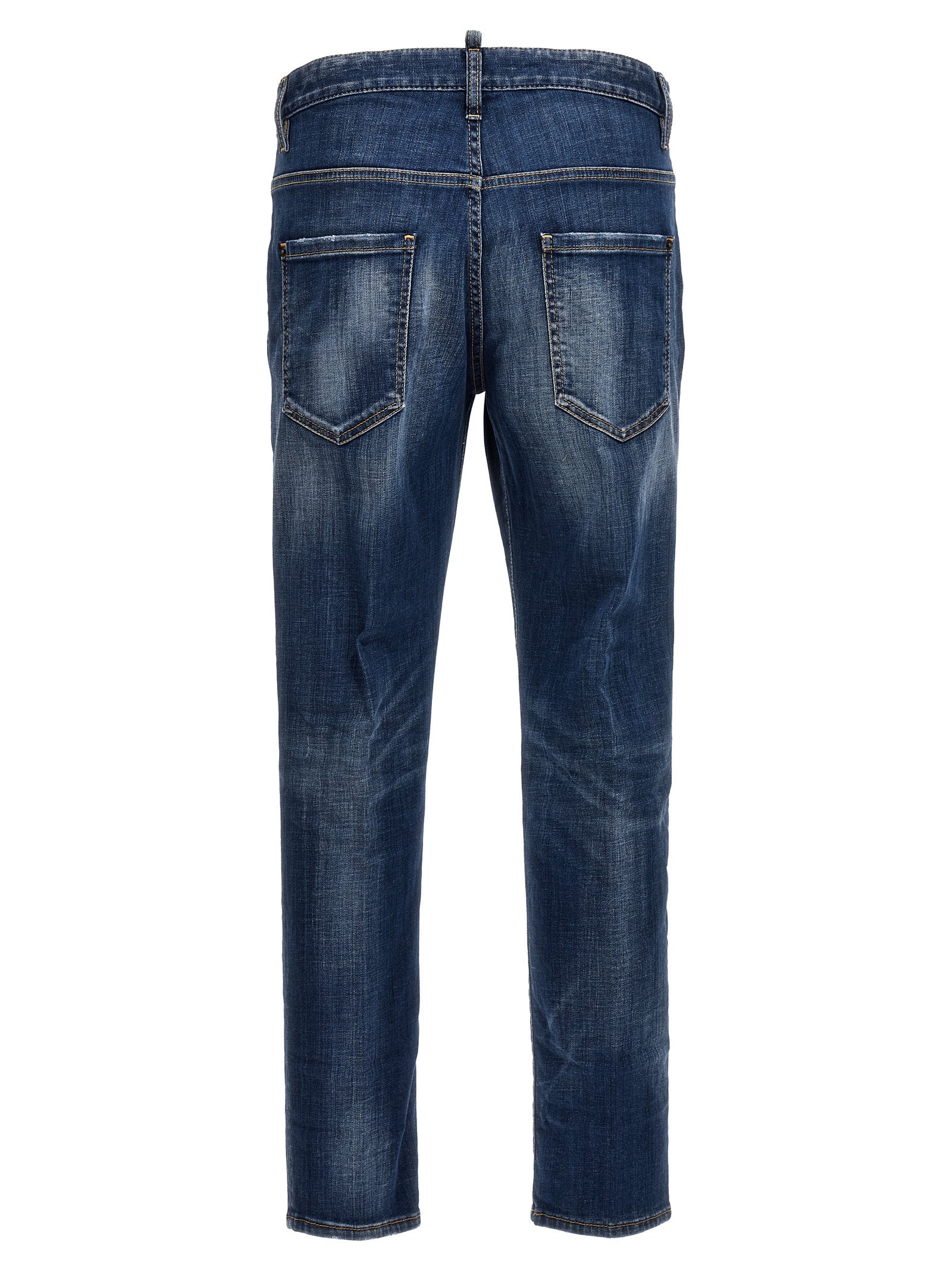 Jeans by Dsquared² for men in stretch denim cotton blue presents a refined pantology silhouette, artfully defined by a refined pantology relaxed-fit, long, and a sophisticated .