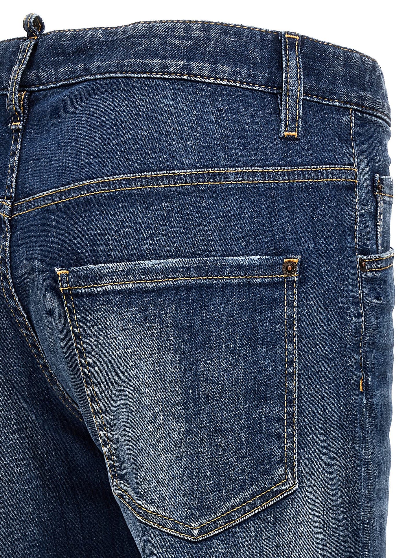 Jeans by Dsquared² for men in stretch denim cotton blue features a refined silhouette with a refined relaxed-fit, defined by a and a refined long for a refined finish.