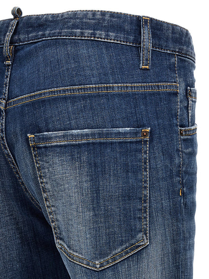 Jeans by Dsquared² for men in stretch denim cotton blue features a refined silhouette with a refined relaxed-fit, defined by a and a refined long for a refined finish.