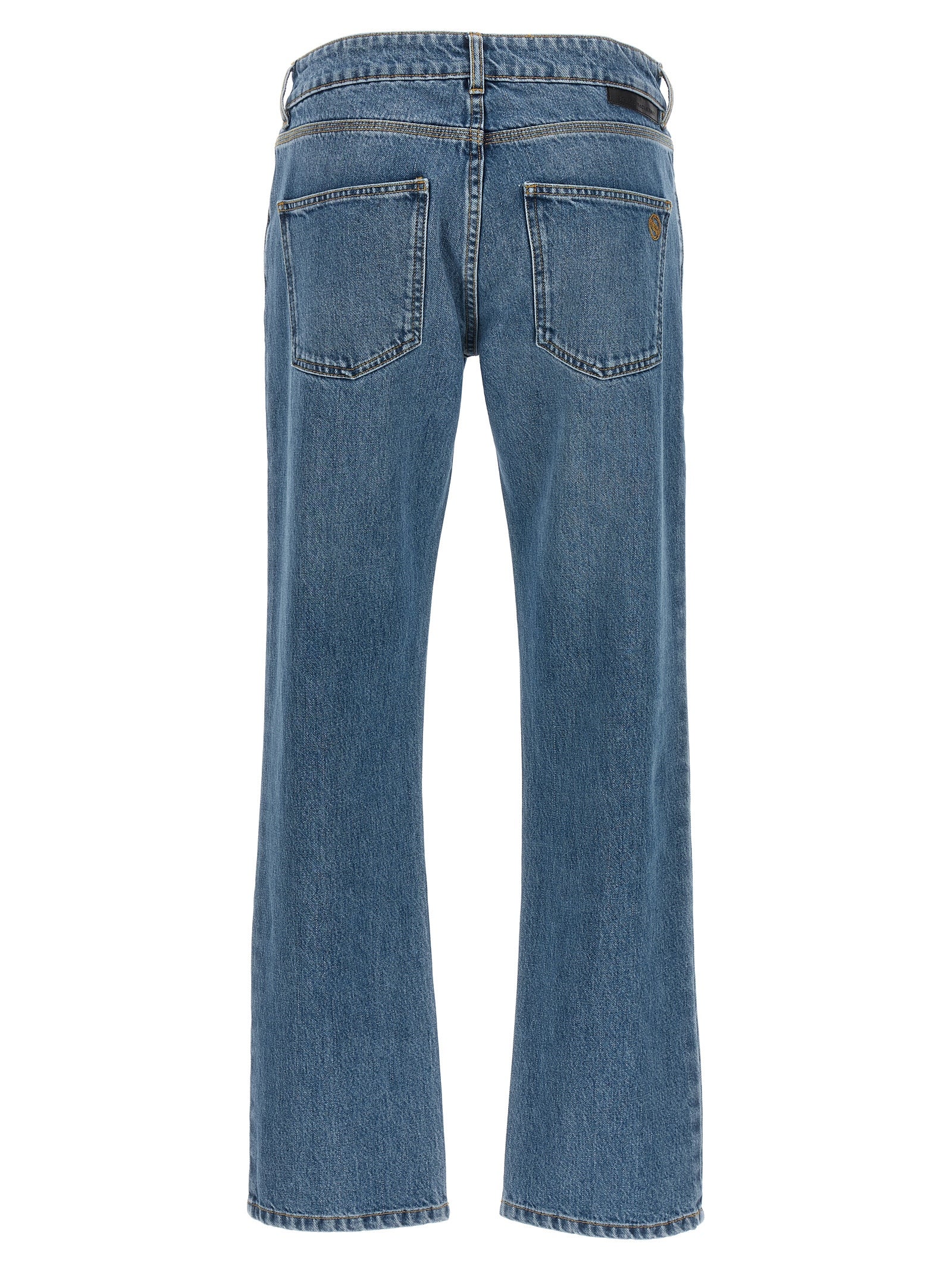 Jeans by Stella McCartney for women in organic cotton denim light-blue presents a refined pantology silhouette, artfully defined by a refined pantology cropped, cropped, and a sophisticated .