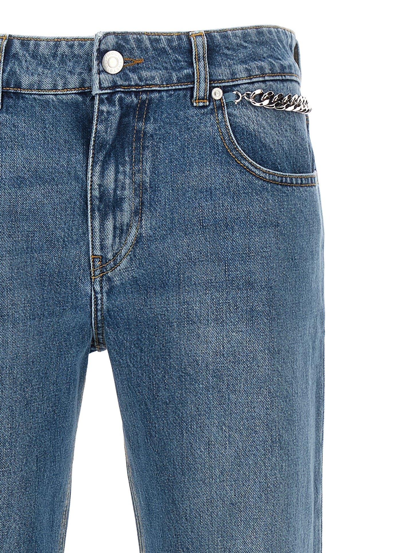 Jeans by Stella McCartney for women in organic cotton denim light-blue features a refined silhouette with a refined cropped, defined by a and a refined cropped for a refined finish.