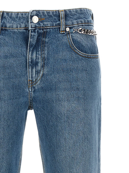 Jeans by Stella McCartney for women in organic cotton denim light-blue features a refined silhouette with a refined cropped, defined by a and a refined cropped for a refined finish.