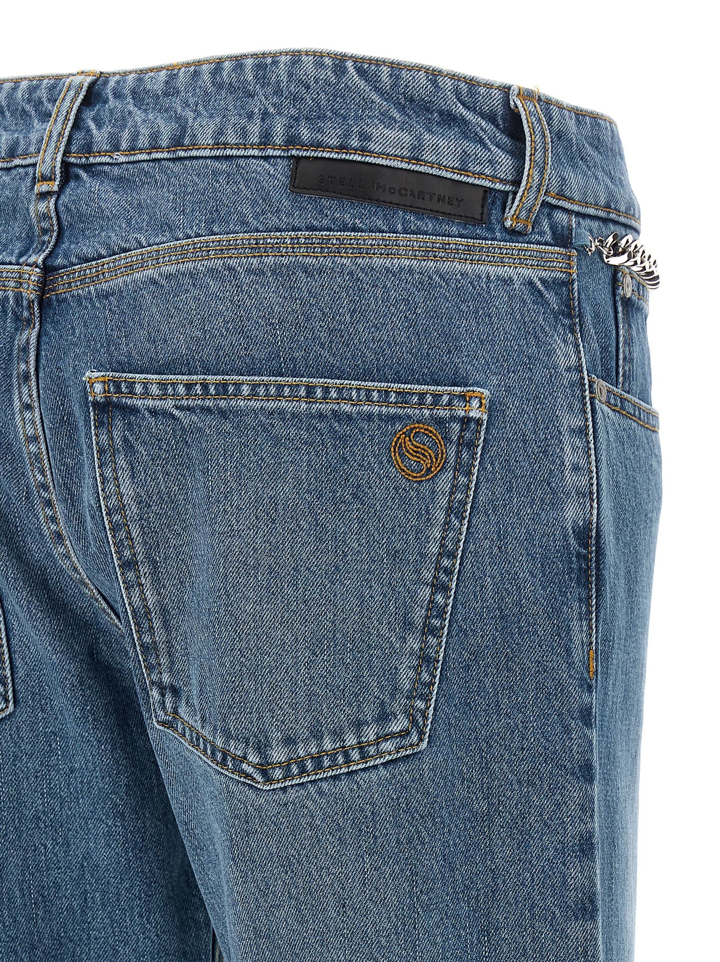 Jeans by Stella McCartney for women in organic cotton denim light-blue features an sartorial cropped and cropped with a cut for a sartorial finish.