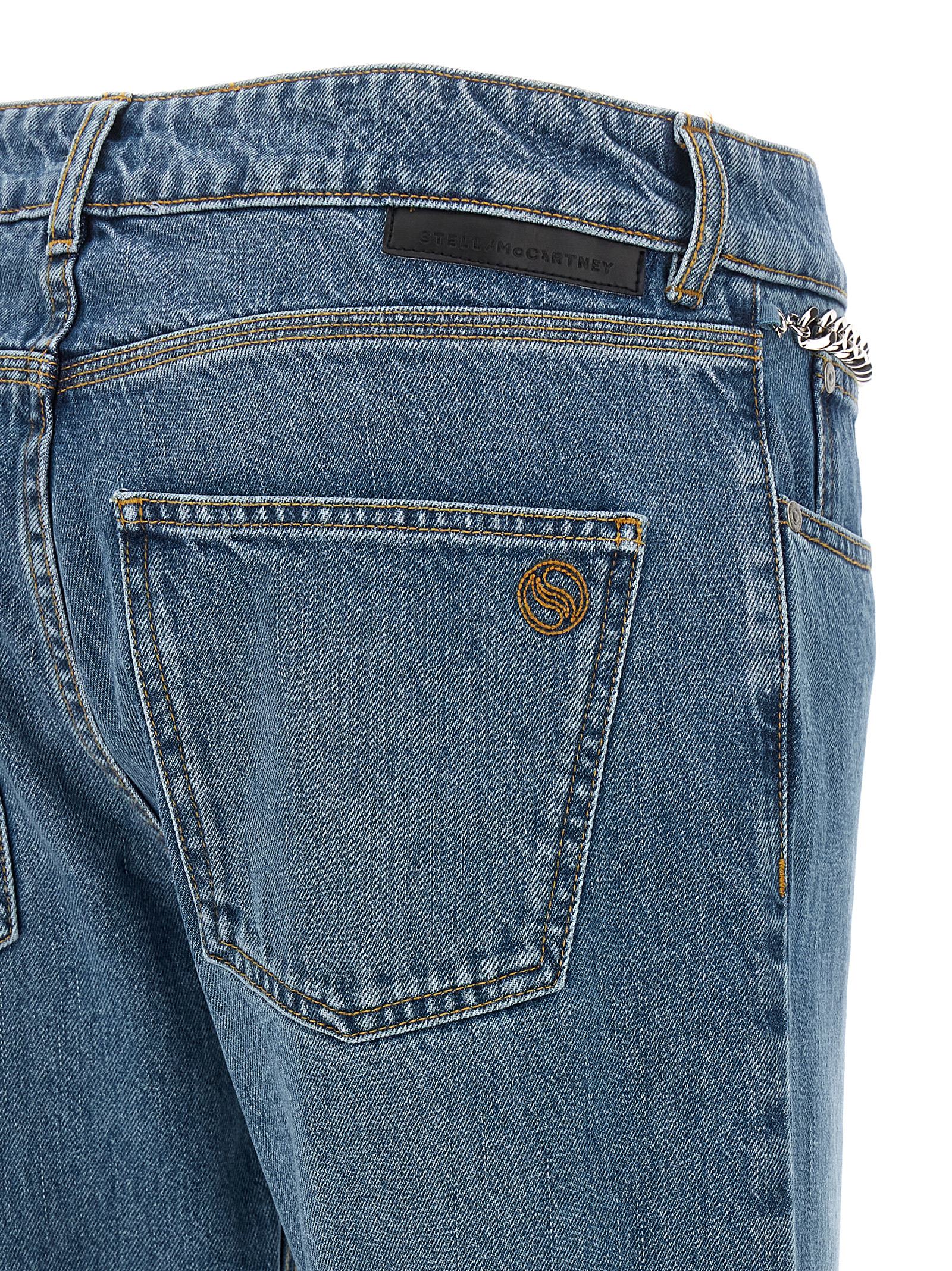 Jeans by Stella McCartney for women in organic cotton denim light-blue features an sartorial cropped and cropped with a cut for a sartorial finish.