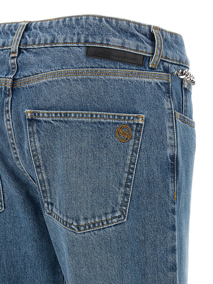 Jeans by Stella McCartney for women in organic cotton denim light-blue features an sartorial cropped and cropped with a cut for a sartorial finish.