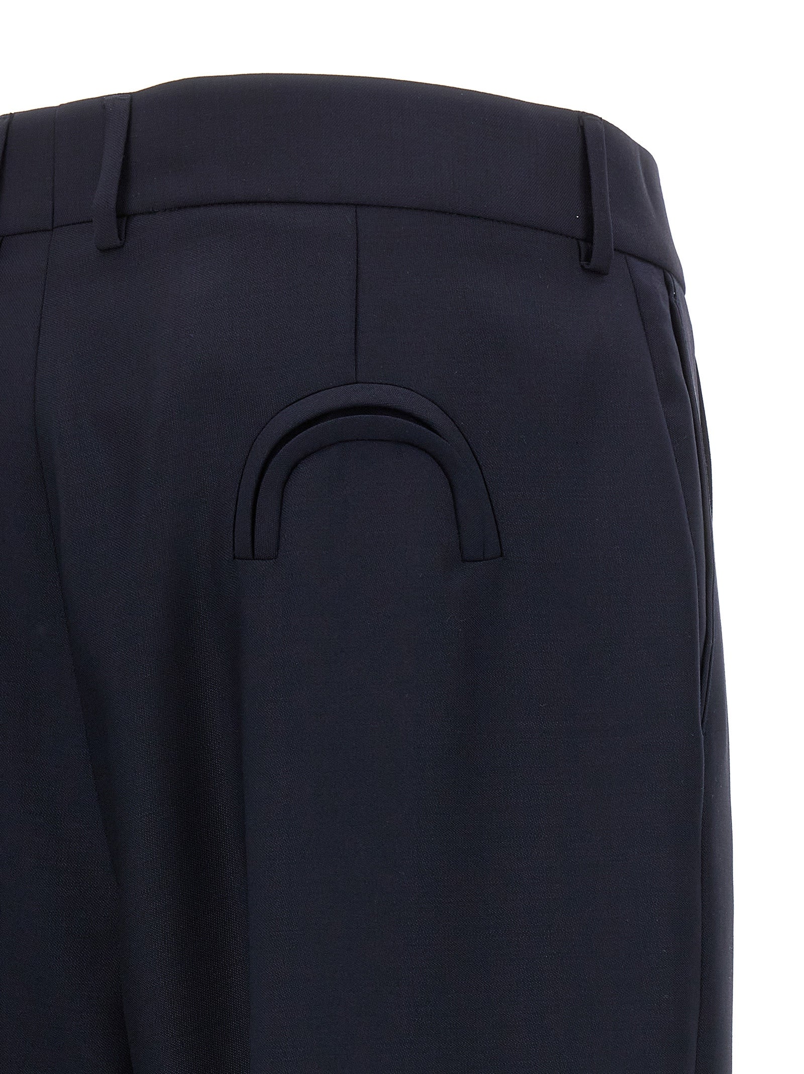 Trousers by Blazé Milano for women in mohair virgin wool navy features an sartorial silhouette, showcasing a precise straight-leg and long with a sartorial for a refined look.