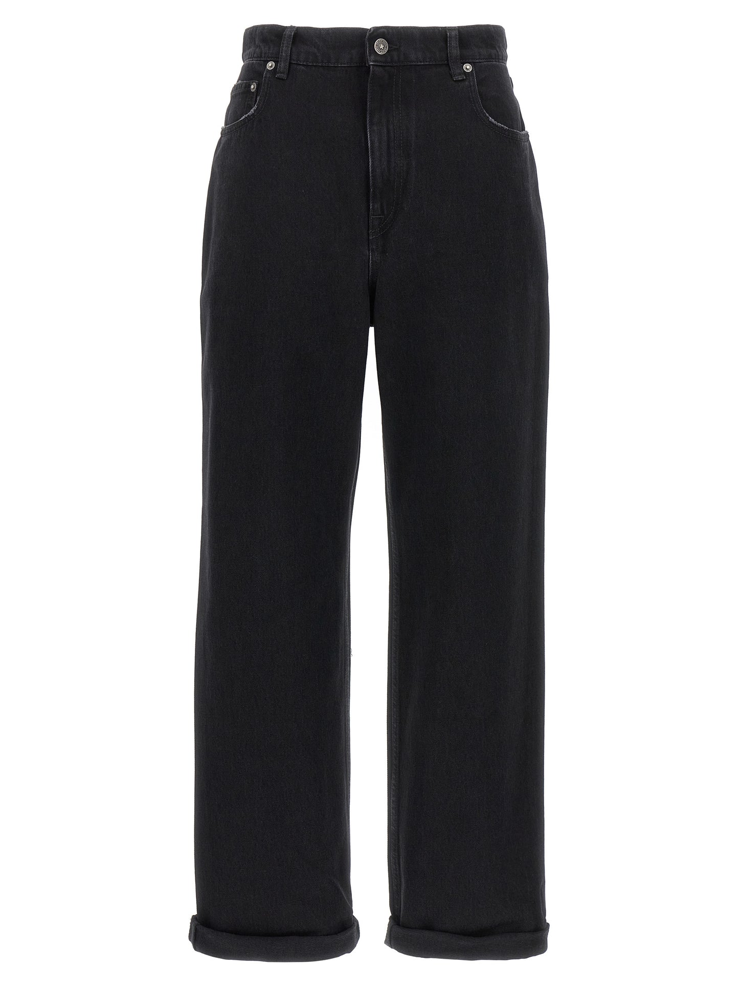 Jeans by Golden Goose for women in denim cotton black features a refined silhouette with a refined relaxed-fit, defined by a and a refined long for a refined finish.
