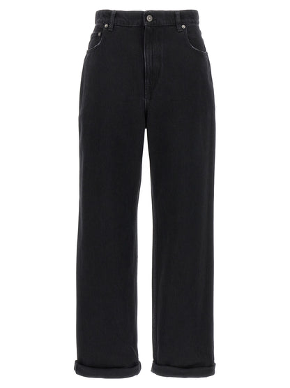 Jeans by Golden Goose for women in denim cotton black features a refined silhouette with a refined relaxed-fit, defined by a and a refined long for a refined finish.
