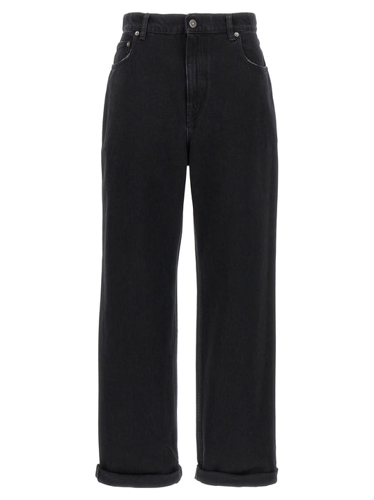 Jeans by Golden Goose for women in denim cotton black features a refined silhouette with a refined relaxed-fit, defined by a and a refined long for a refined finish.