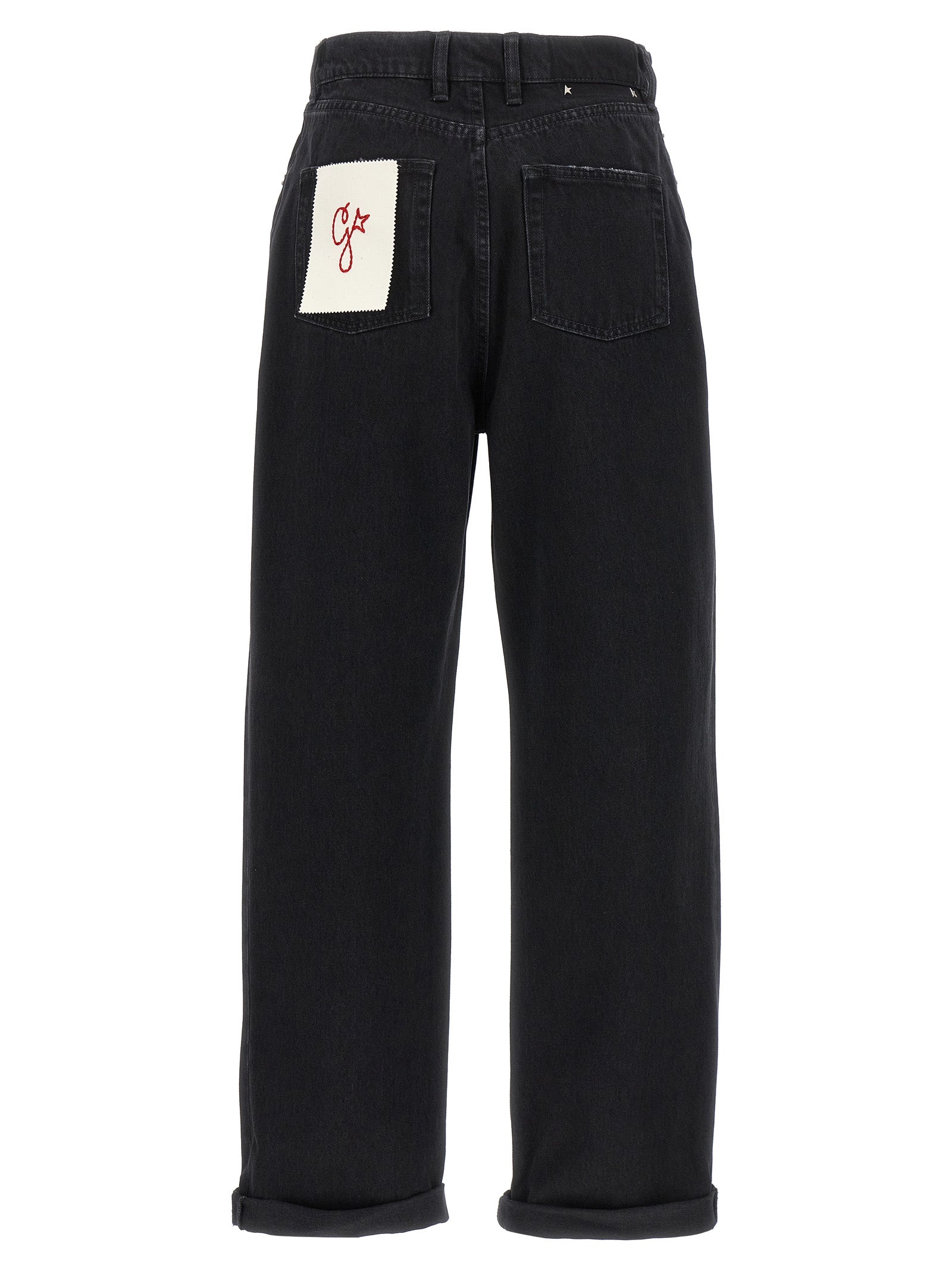 Jeans by Golden Goose for women in denim cotton black presents a refined pantology silhouette, artfully defined by a refined pantology relaxed-fit, long, and a sophisticated .