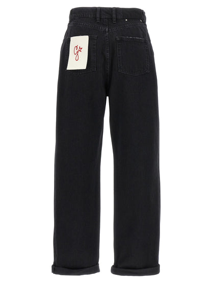 Jeans by Golden Goose for women in denim cotton black presents a refined pantology silhouette, artfully defined by a refined pantology relaxed-fit, long, and a sophisticated .