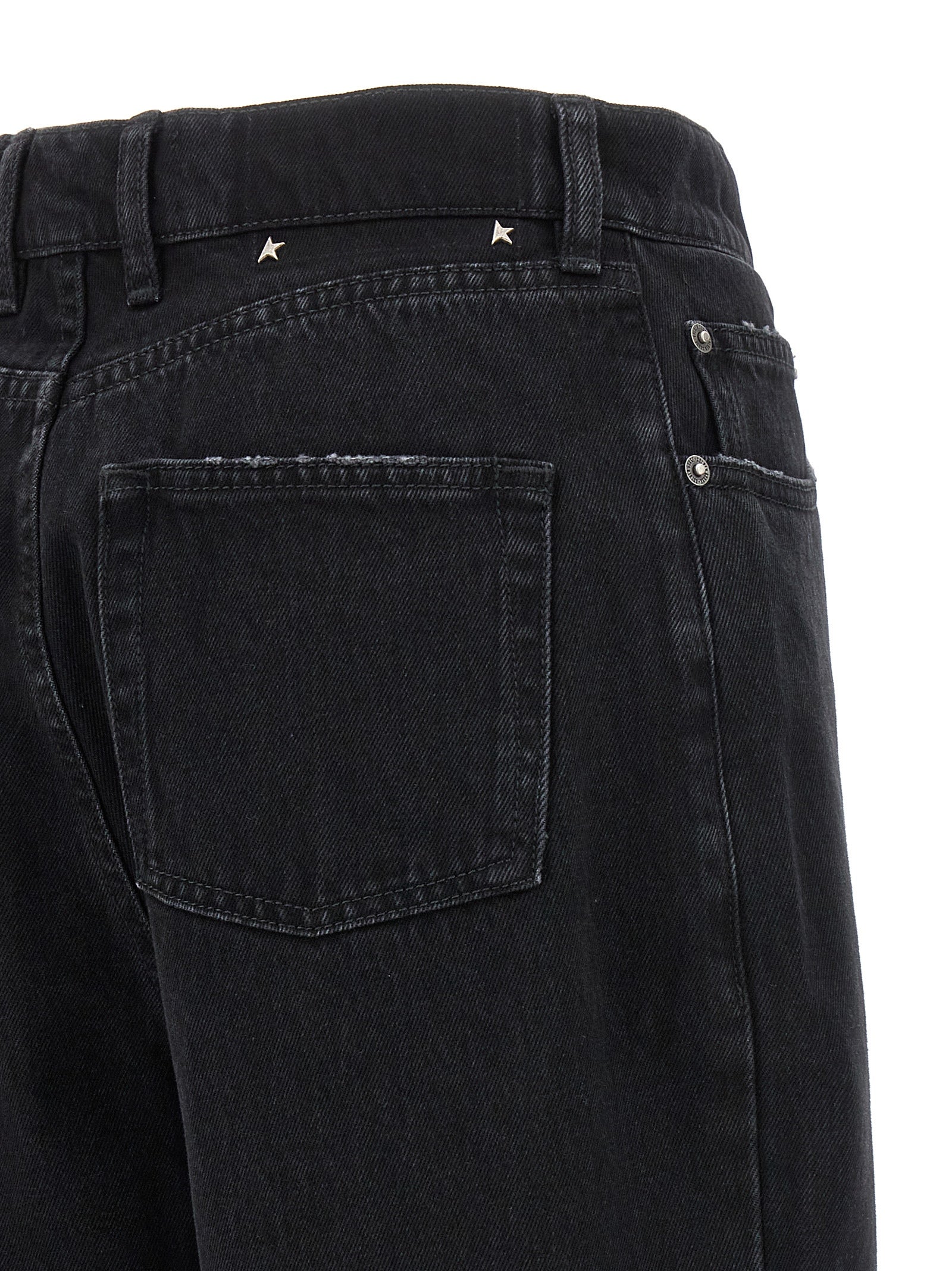 Jeans by Golden Goose for women in denim cotton black presents a tailored silhouette, showcasing a tailored relaxed-fit and long cut with a refined for a truly tailored aesthetic.