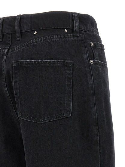 Jeans by Golden Goose for women in denim cotton black presents a tailored silhouette, showcasing a tailored relaxed-fit and long cut with a refined for a truly tailored aesthetic.