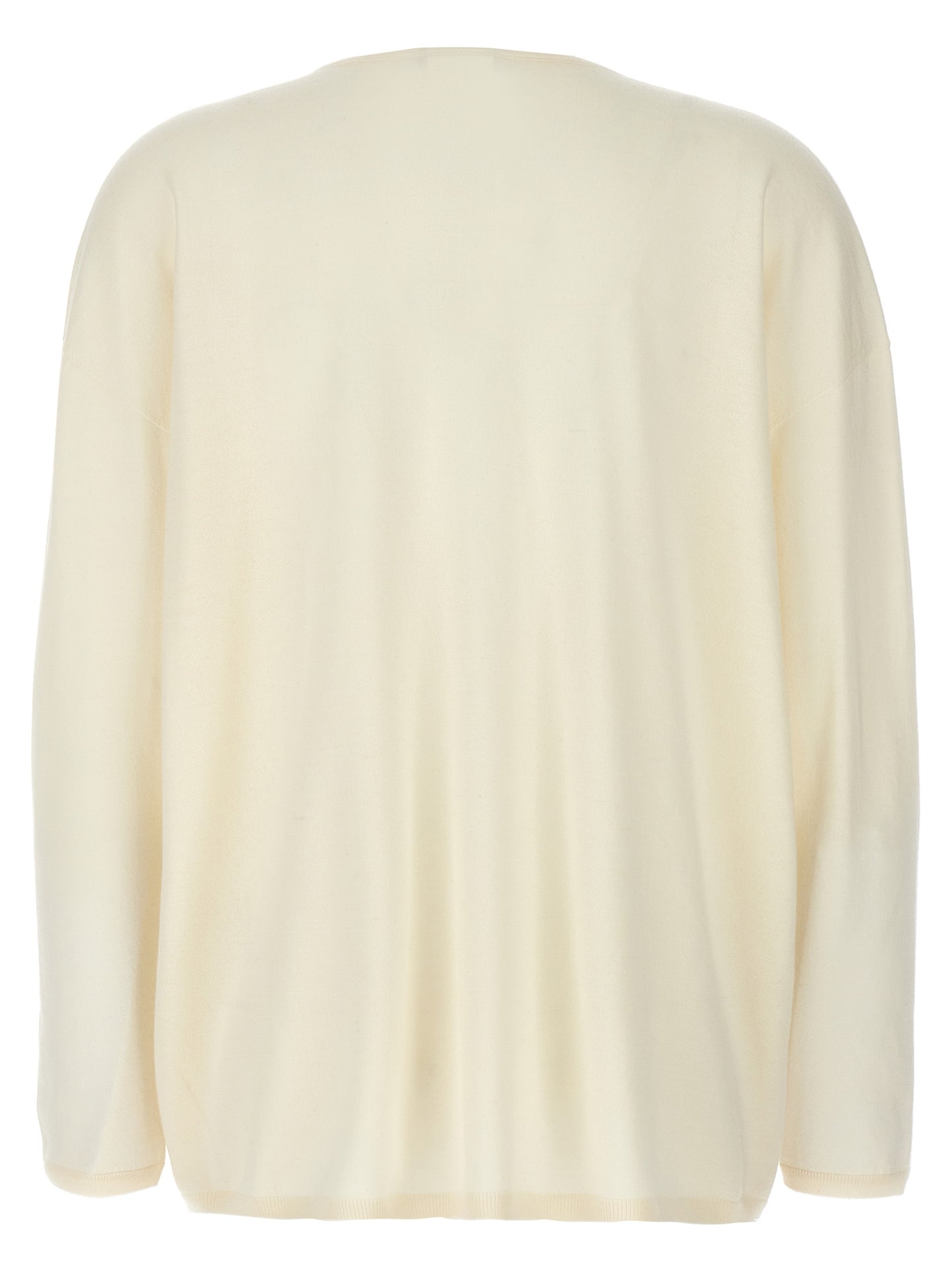 Cardigan by Max Mara for women in cashmere white features a nuanced silhouette with a refined v-neck neckline and nuanced detailing for a sophisticated look.