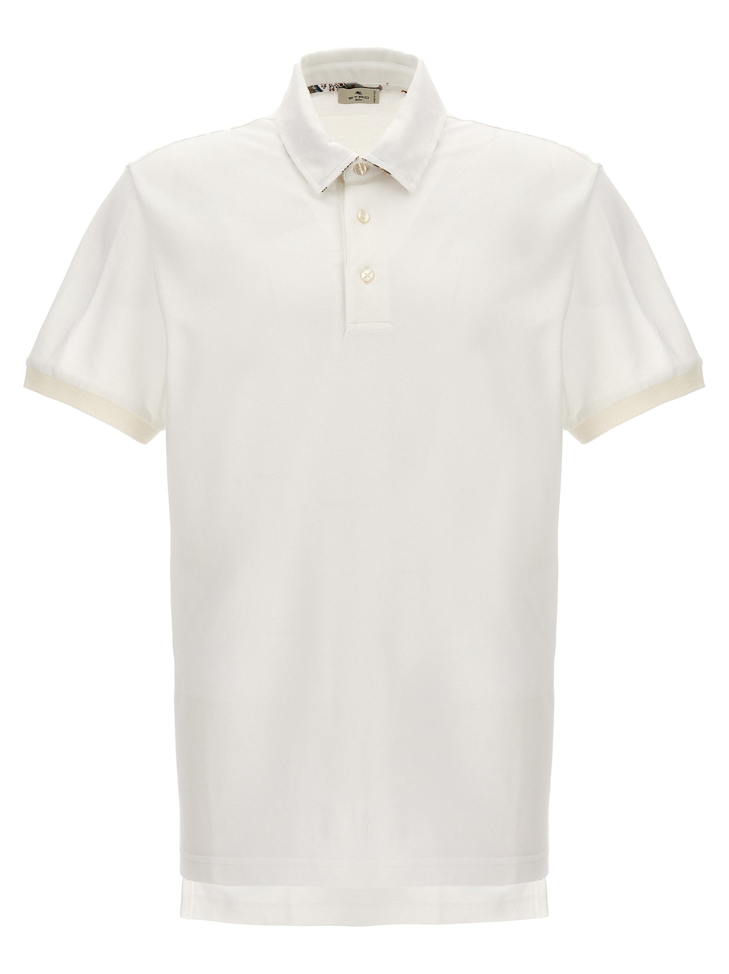 Polo Shirt by Etro for men in cotton white showcases a sharp silhouette, detailed with a refined and sharp for a sophisticated finish.