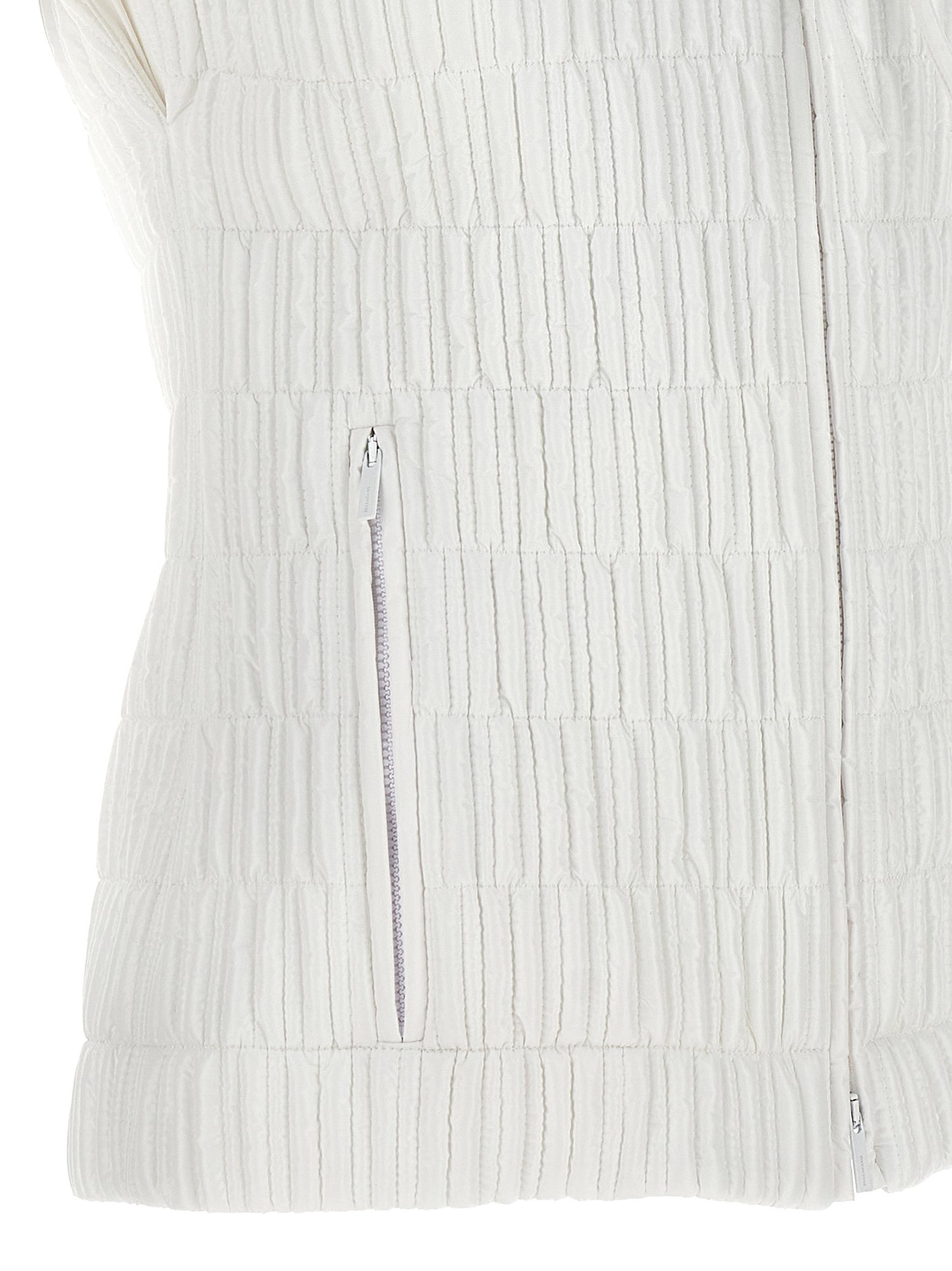 Hooded Vest by Ferragamo for women in polyamide white showcases a utilitarian silhouette, artfully incorporating pockets, hooded & insulated and a utilitarian for a truly utilitarian finish.