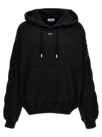 Sweatshirt Hoodie by Off-White for men in cotton gray, white & print features a authentic silhouette, showcasing a sophisticated hooded neckline and authentic detail for a refined finish.