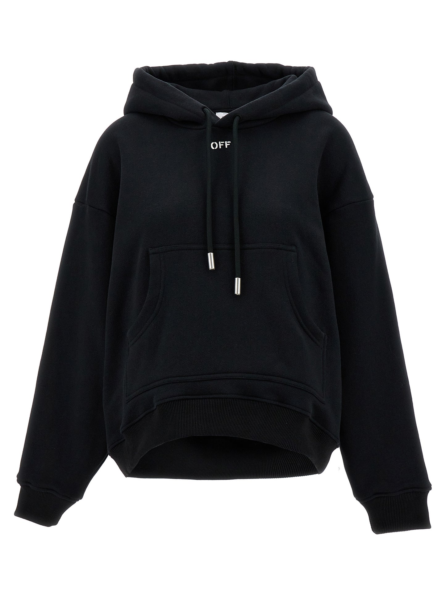 Sweatshirt Hoodie by Off-White for women in cotton black, white & signature showcases a city-ready silhouette, artfully detailed with a signature hooded neckline and for a city-ready finish.