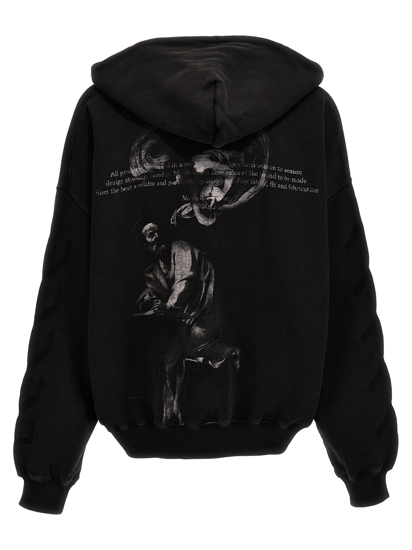 Sweatshirt Hoodie by Off-White for men in cotton gray, white & print features a edgy silhouette, detailed with a edgy hooded neckline and for a refined finish.