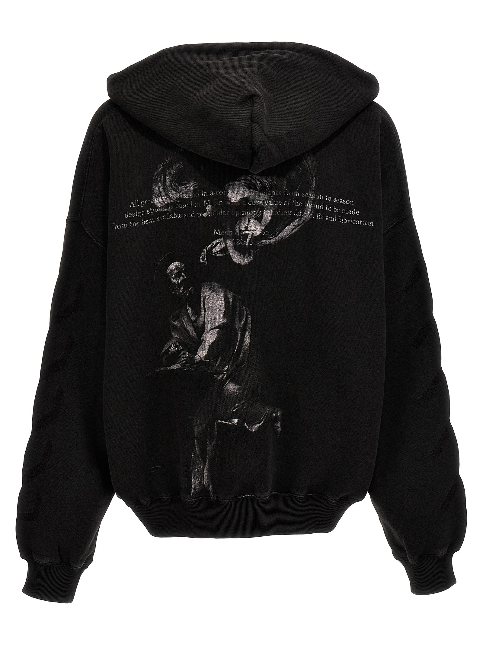 Sweatshirt Hoodie by Off-White for men in cotton gray, white & print features a edgy silhouette, detailed with a edgy hooded neckline and for a refined finish.