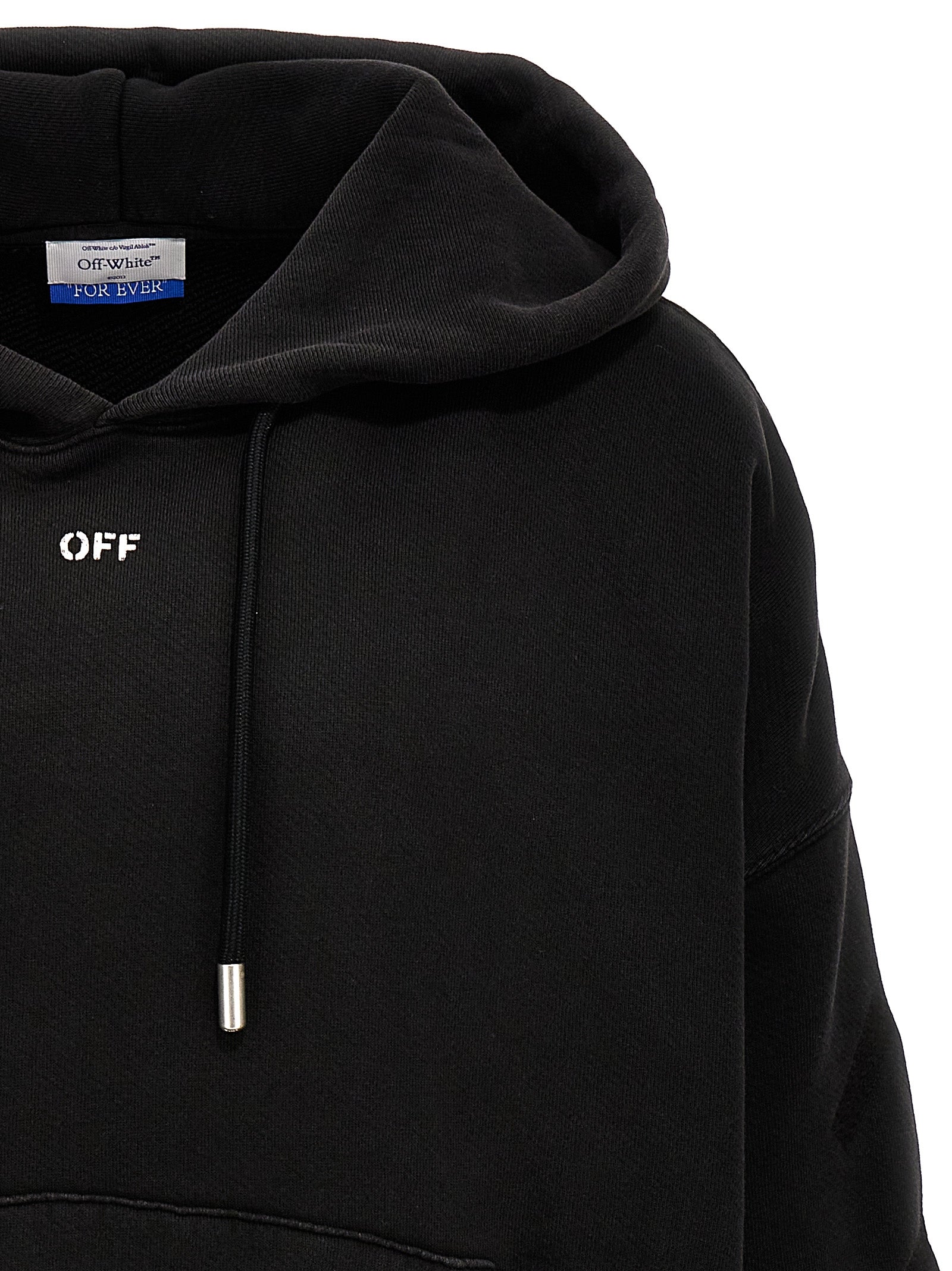 Sweatshirt Hoodie by Off-White for men in cotton gray, white & print features a authentic silhouette, showcasing a sophisticated hooded neckline and authentic detail for a refined finish.