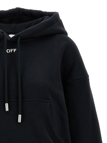 Sweatshirt Hoodie by Off-White for women in cotton black, white & signature features an luminous silhouette, showcasing a sophisticated hooded neckline and for a truly luminous look.