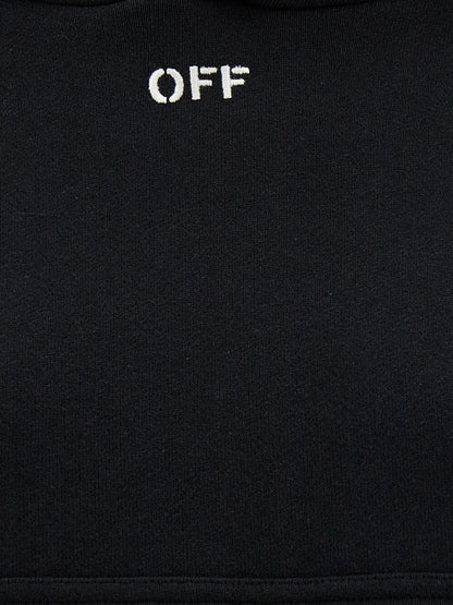 Sweatshirt Hoodie by Off-White for women in cotton black, white & signature features an dramatic silhouette, showcasing a sophisticated and dramatic for a refined, modern aesthetic.