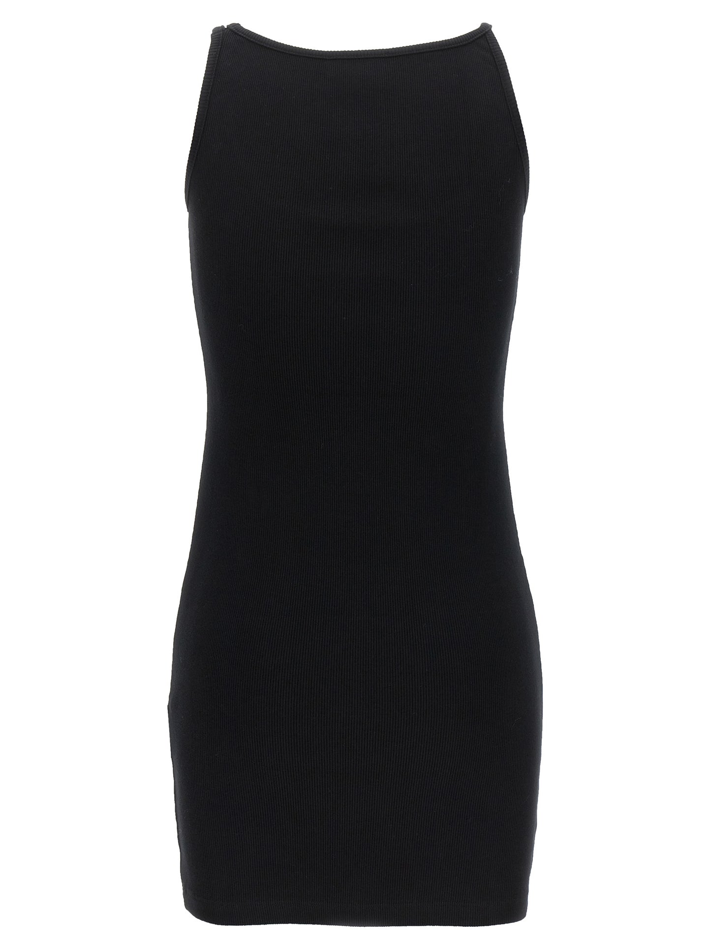 Dress by Off-White for women in stretch cotton black & white presents a sinuous silhouette, showcasing a sophisticated and detailed with a sinuous short mini for a refined finish.