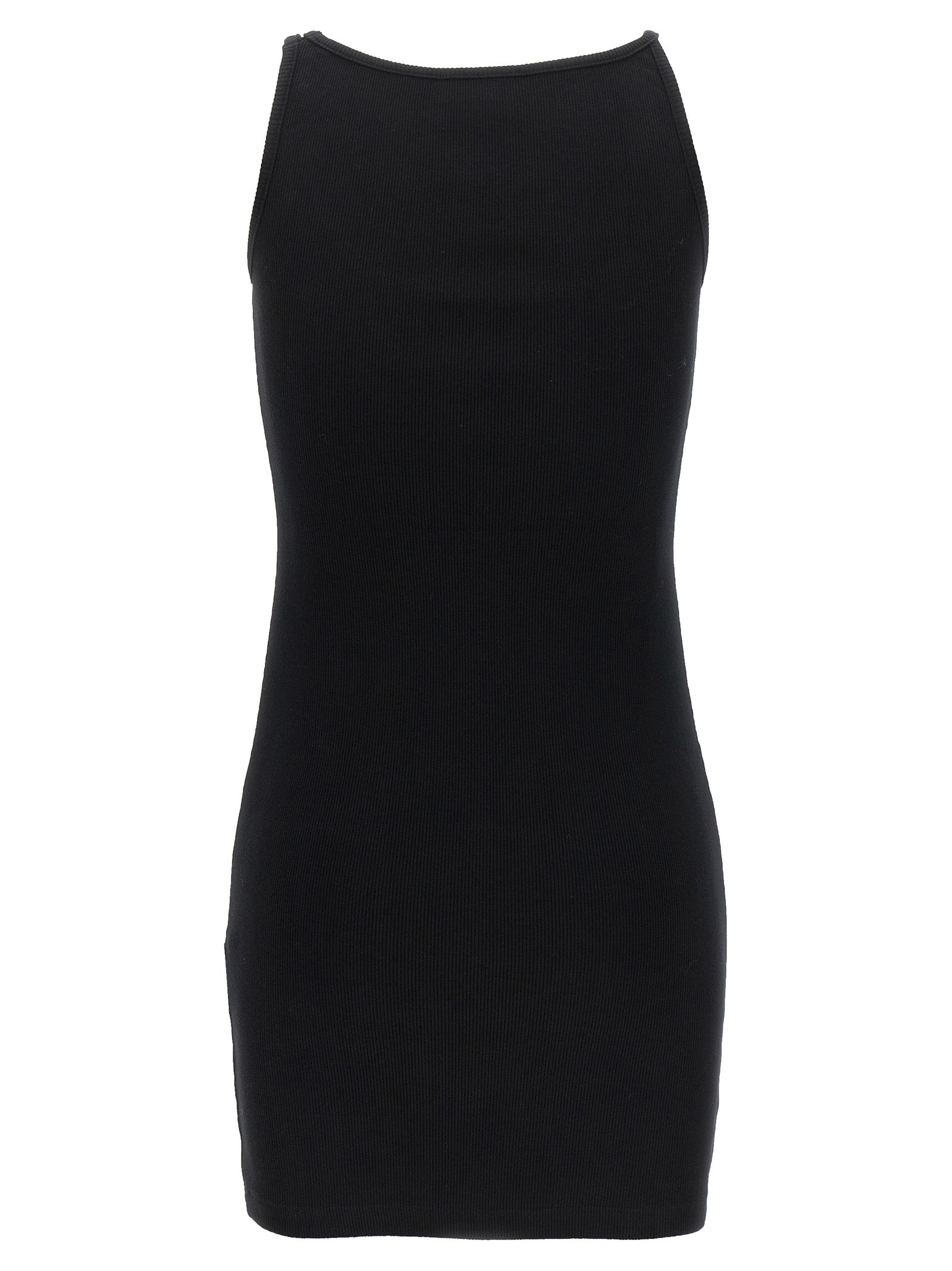 Dress by Off-White for women in stretch cotton black & white presents a sinuous silhouette, showcasing a sophisticated and detailed with a sinuous short mini for a refined finish.