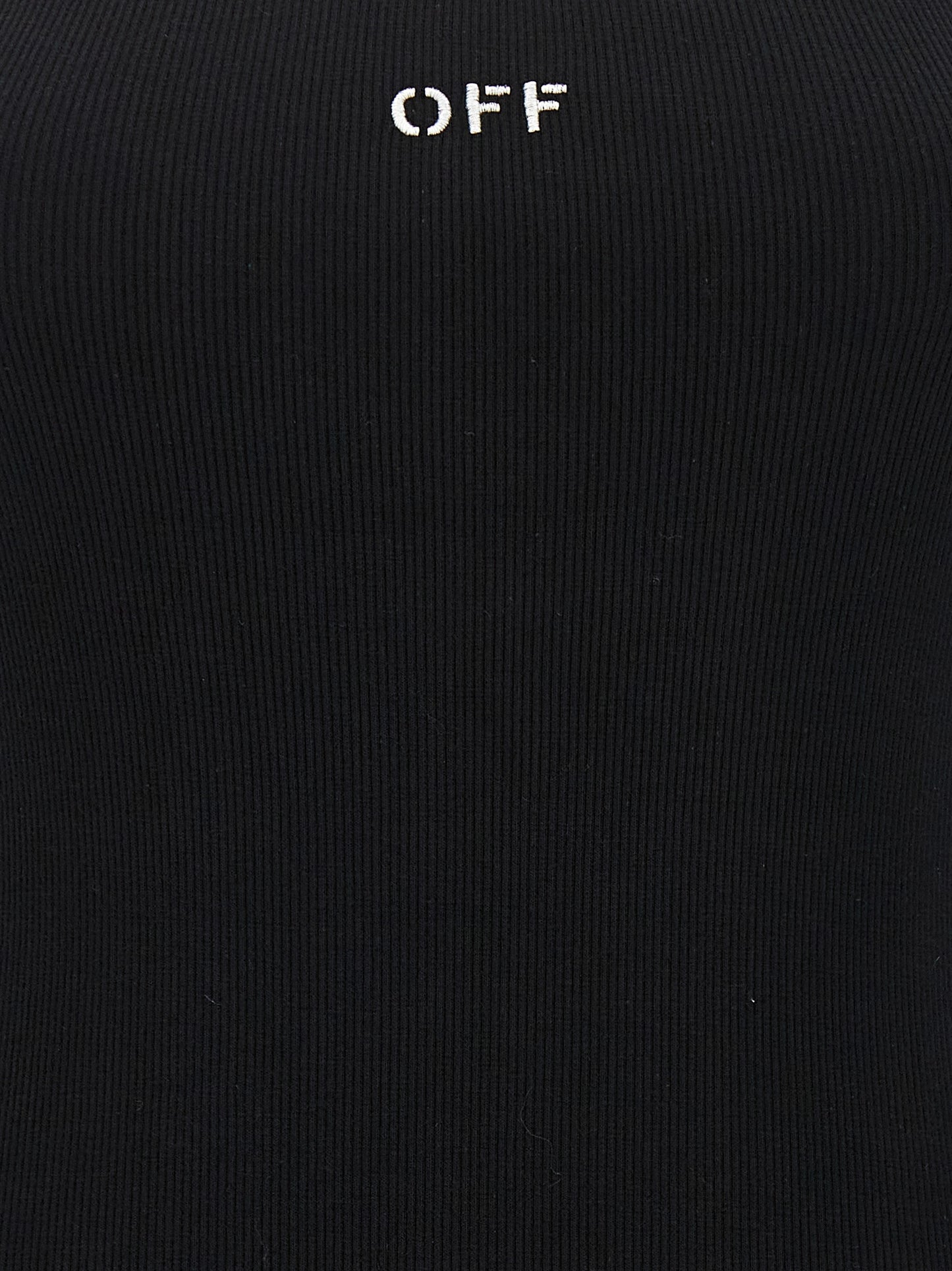 Dress by Off-White for women in stretch cotton black & white presents a sinuous silhouette, showcasing a sophisticated and detailed with a sinuous short mini for a refined finish.