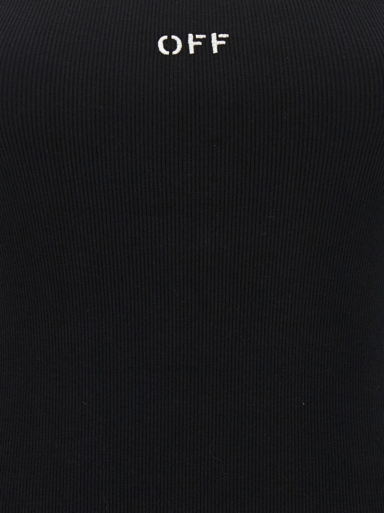 Dress by Off-White for women in stretch cotton black & white presents a sinuous silhouette, showcasing a sophisticated and detailed with a sinuous short mini for a refined finish.