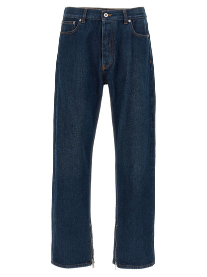 Jeans by Off-White for men in denim cotton blue & white features a polished silhouette with a polished , reaching a polished long and finished with a polished .