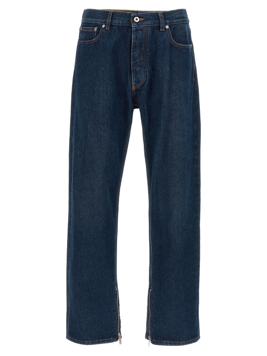 Jeans by Off-White for men in denim cotton blue & white features a polished silhouette with a polished , reaching a polished long and finished with a polished .