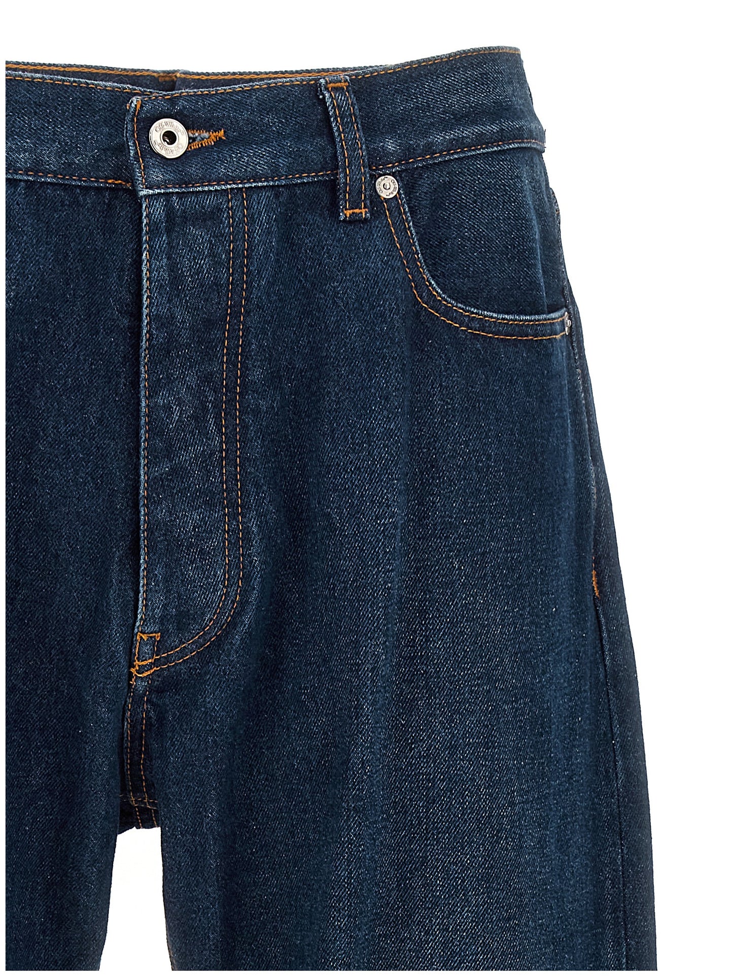 Jeans by Off-White for men in denim cotton blue & white presents a refined pantology silhouette, artfully defined by a refined pantology , long, and a sophisticated .