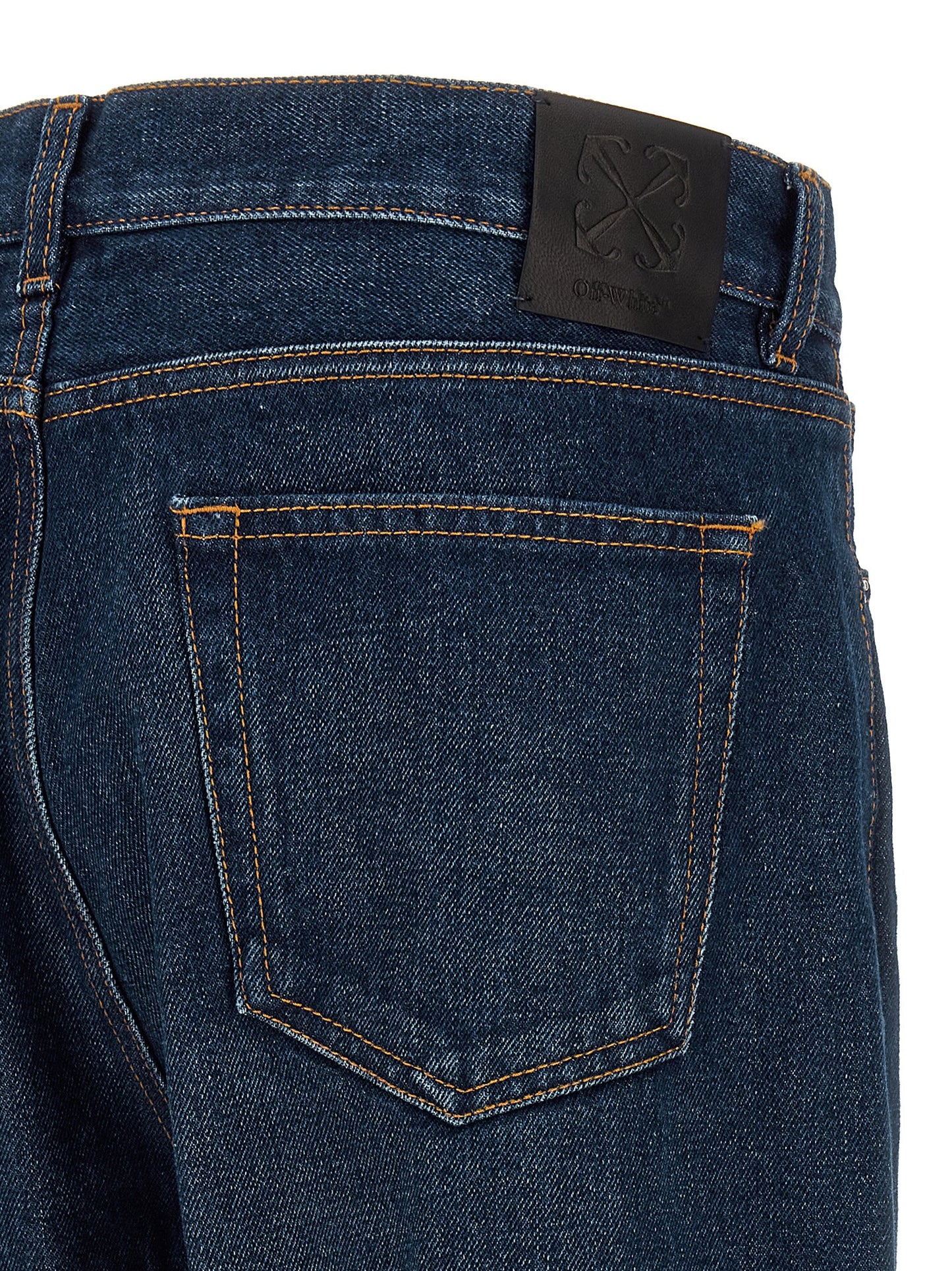 Jeans by Off-White for men in denim cotton blue & white features a refined silhouette with a refined , defined by a and a refined long for a refined finish.
