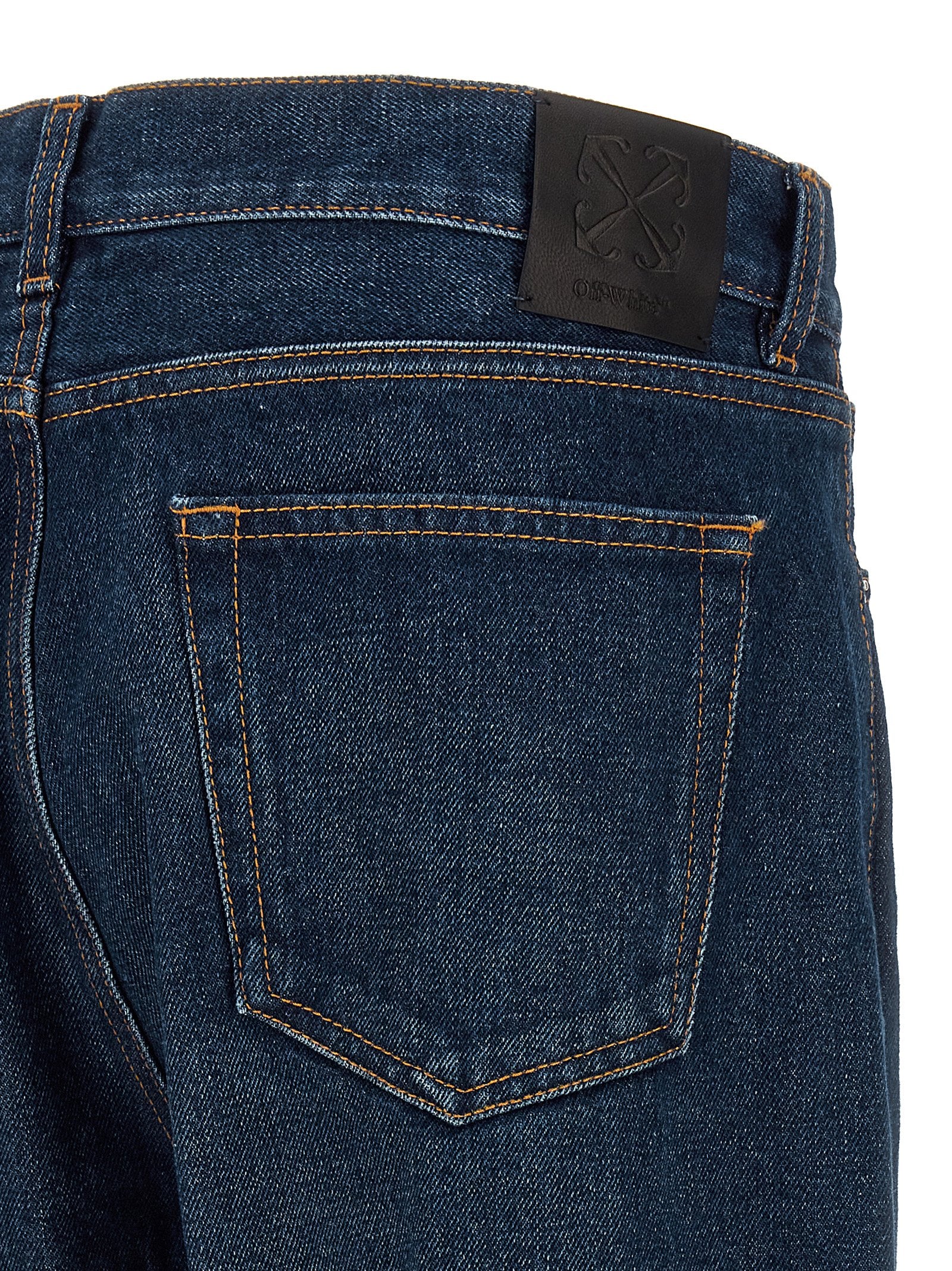 Jeans by Off-White for men in denim cotton blue & white features a refined silhouette with a refined , defined by a and a refined long for a refined finish.