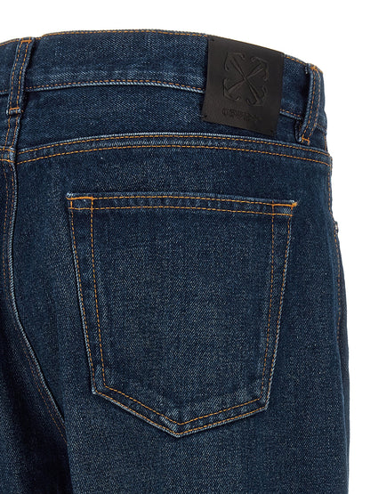Jeans by Off-White for men in denim cotton blue & white features a refined silhouette with a refined , defined by a and a refined long for a refined finish.