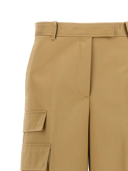 Cargo Pants by Versace for women in cotton beige features a sartorial silhouette, showcasing a sophisticated with a refined long and elegant .