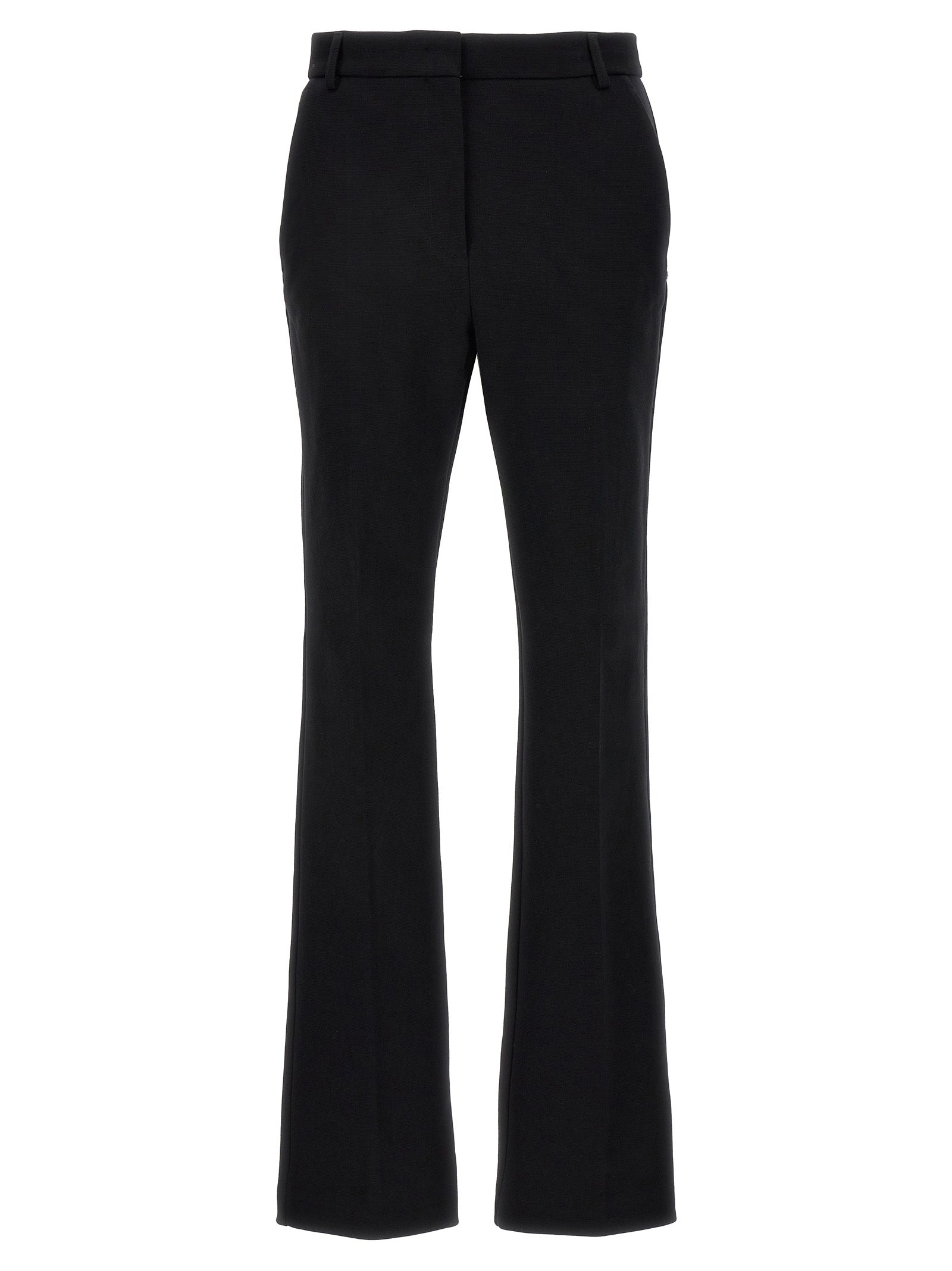 Casual Pants by Sportmax for women in cotton black presents a tailored silhouette, showcasing a tailored and long cut with a refined for a truly tailored aesthetic.